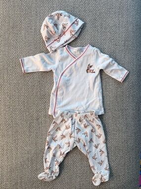 Magnolia Baby White Reindeer Print Three-Piece Set Christmas Outfit